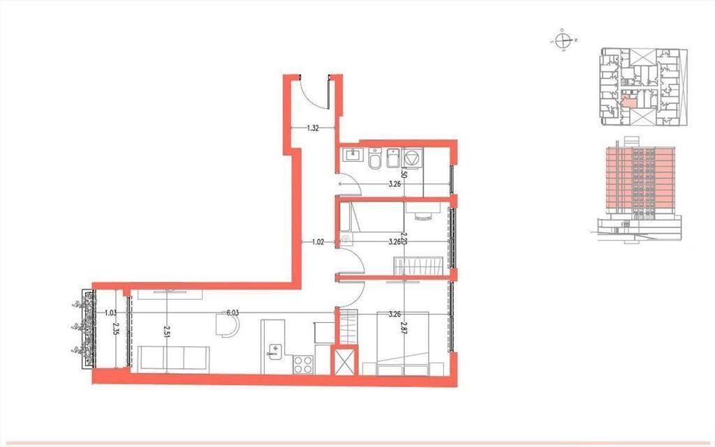 Apartamento de 2 dormitorios en alquiler en Cordón - 1301