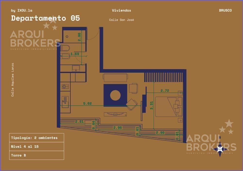 Apartamento de 1 dormitorio en venta en Centro -1105B