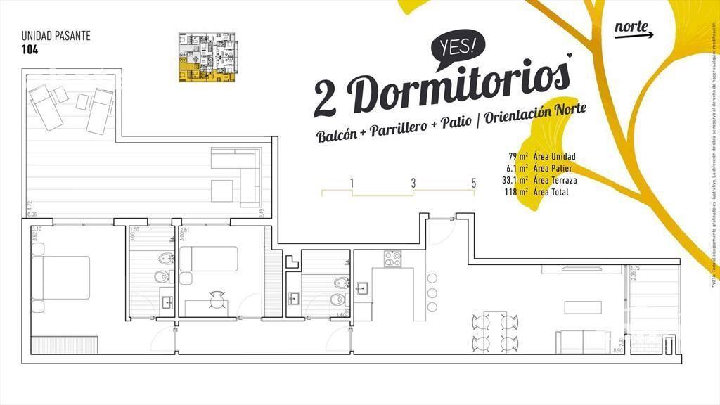 Venta apartamento 2 dormitorios Parque Rodó en Yes Sarmient