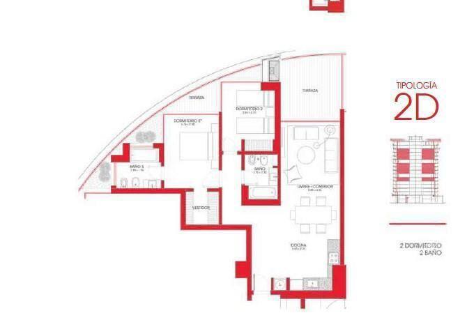Apartamento de dos dormitorios en alquiler en Parque Roosev