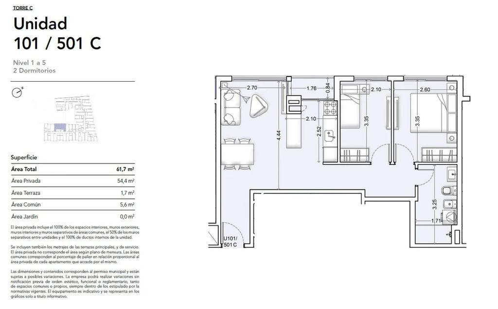Venta de apartamento de 2 dormitorios en Ventura Nórdico