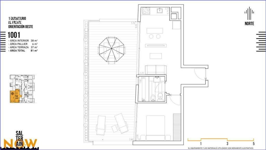 Apartamento penthouse de un dormitorio en venta en Cordón -