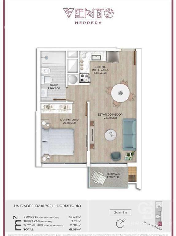 Apartamento de 1 dormitorio en venta en  La Blanqueada con