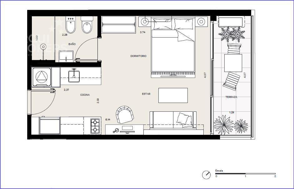Apartamento monoambiente en venta en Buceo - 506