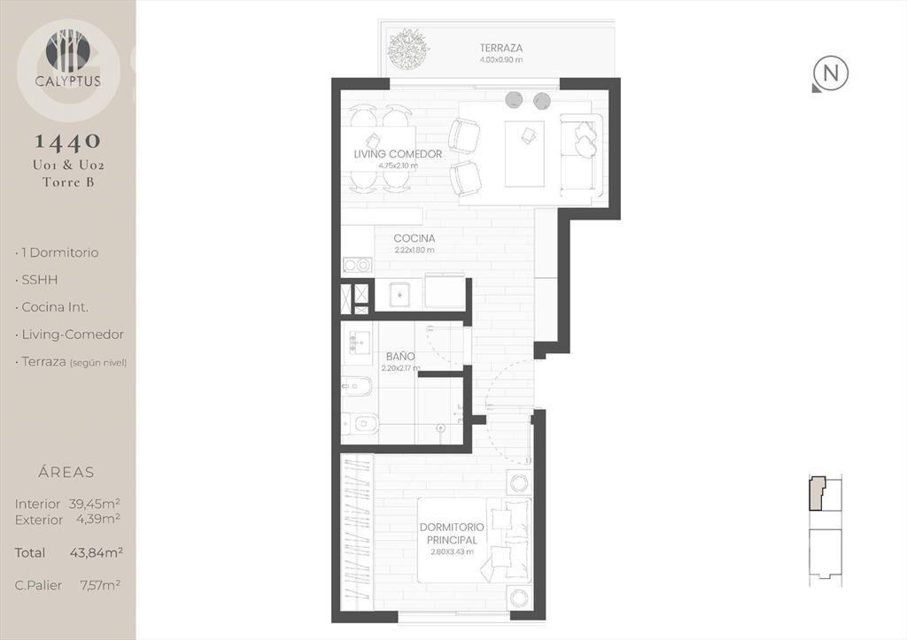 Venta de apartamento 1 dormitorio en Parque Batlle