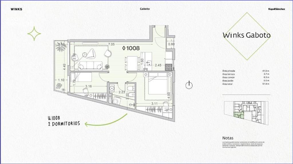 Venta apartamento dos dormitorios en Palermo - 1006