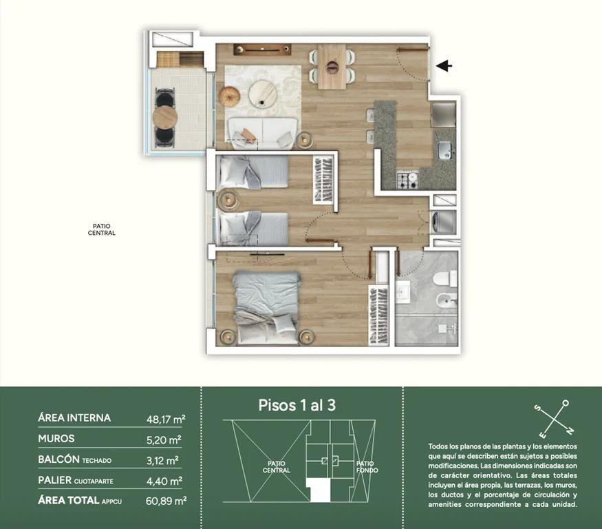 Venta de apartamento de 2 dormitorios en O2 Tower, Parque Ba