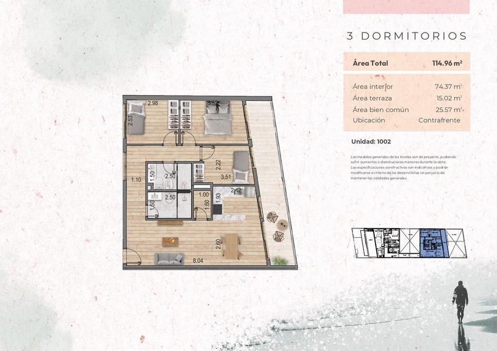 Venta de apartamento de 3 dormitorios en Urban XII