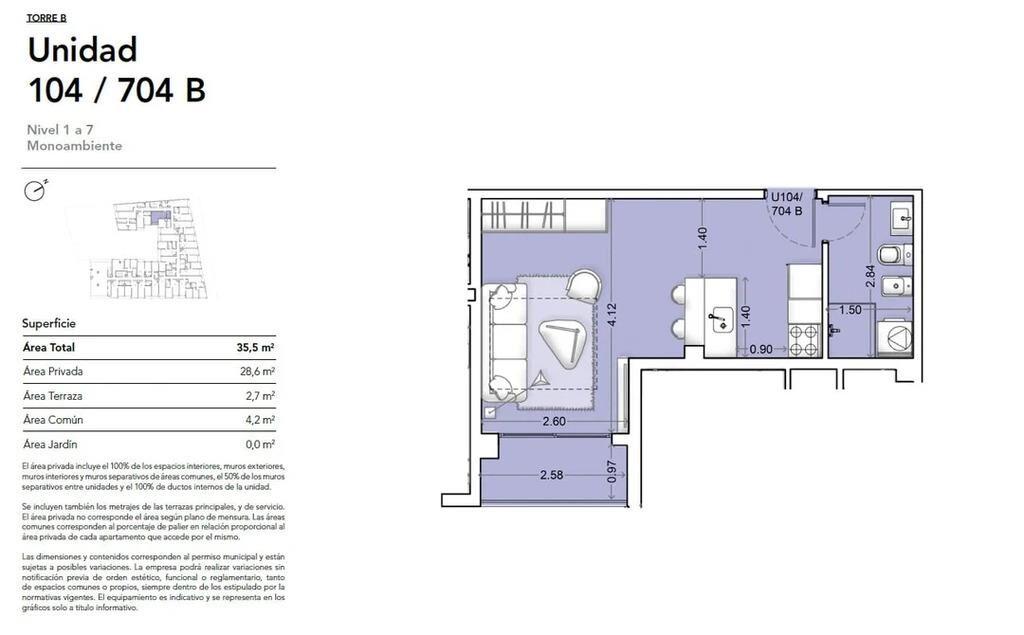 Venta de Monoambiente en Ventura Nordico, La Blanqueada