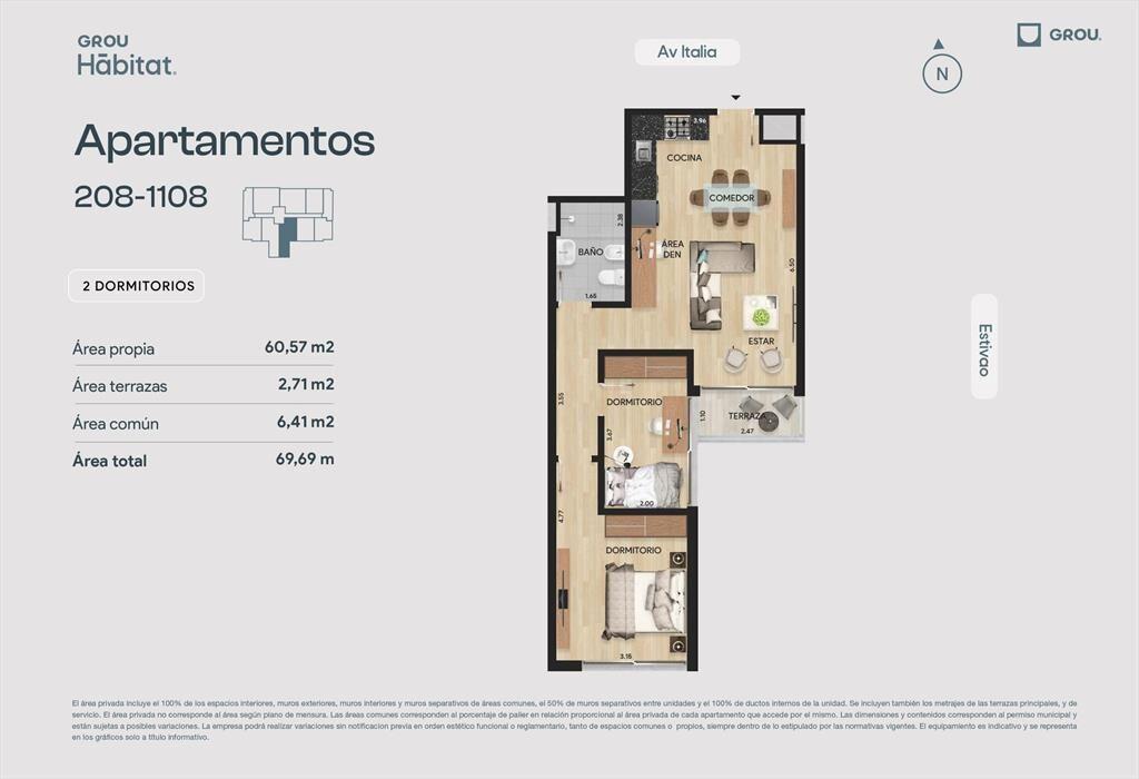 Venta apto 2 dorm, Parque Batlle