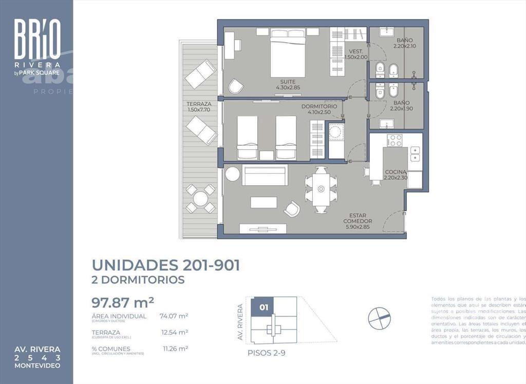 Venta apartamento 2 dormitorios en Pocitos