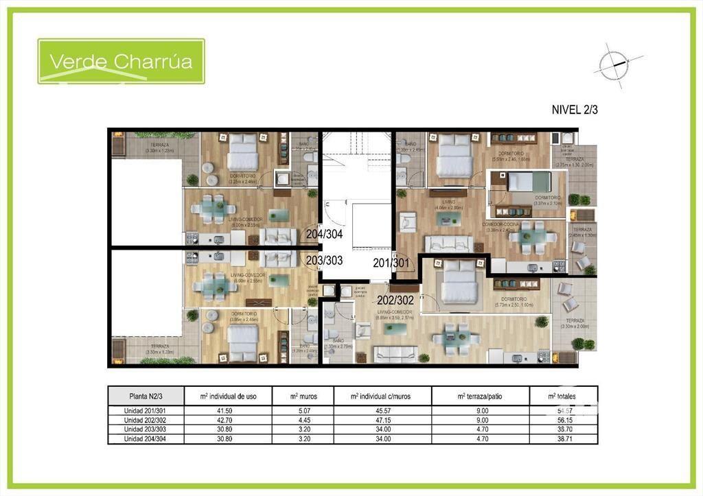 Venta apartamento 1 Dormitorio en Cordón con Parrillero