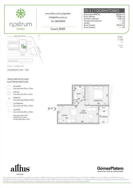 VENTA APARTAMENTO 1 DORMITORIO NOSTRUM GARDEN