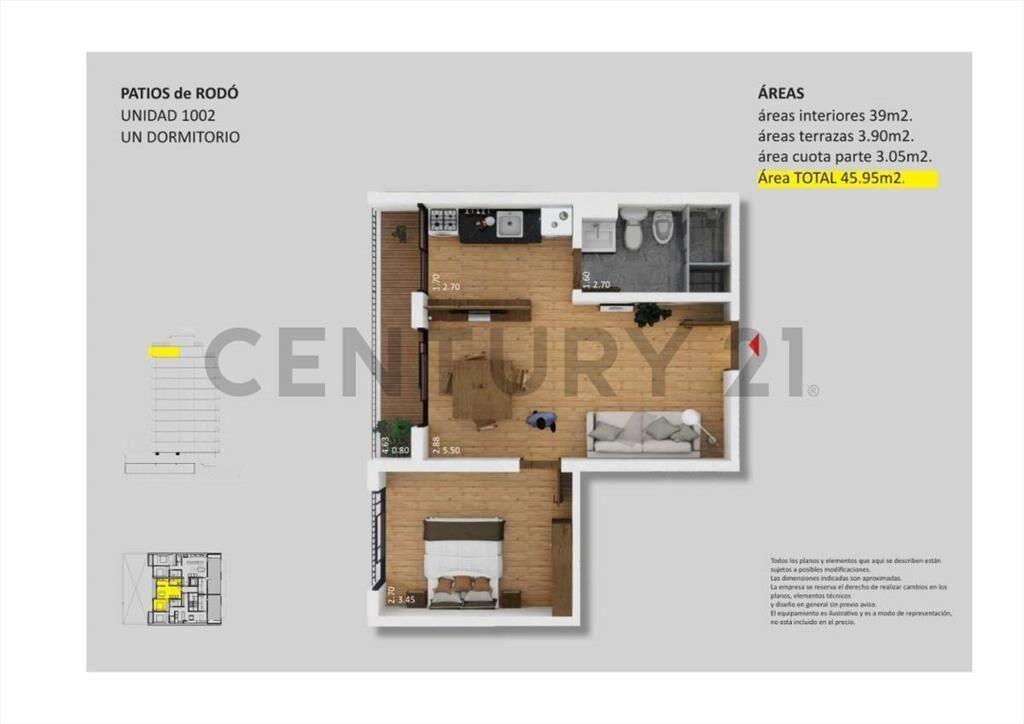 Apartamento piso 10 + Cochera de 1 dormitorio, CORDON Exc...