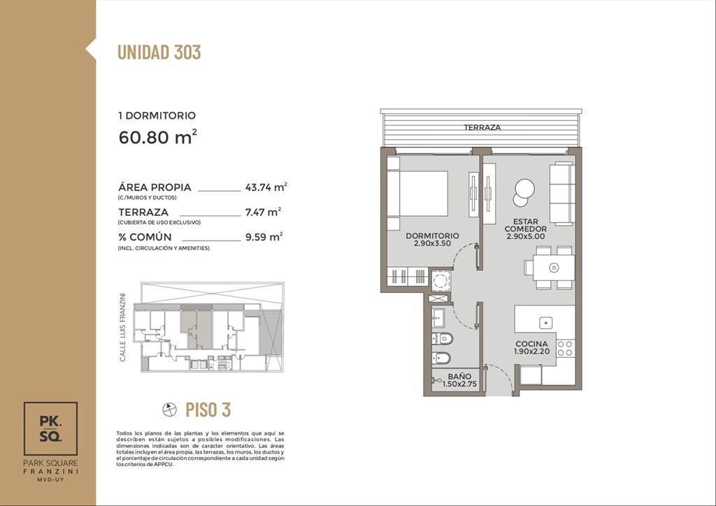 1 dormitorio Pocitos estrene Julio 2025