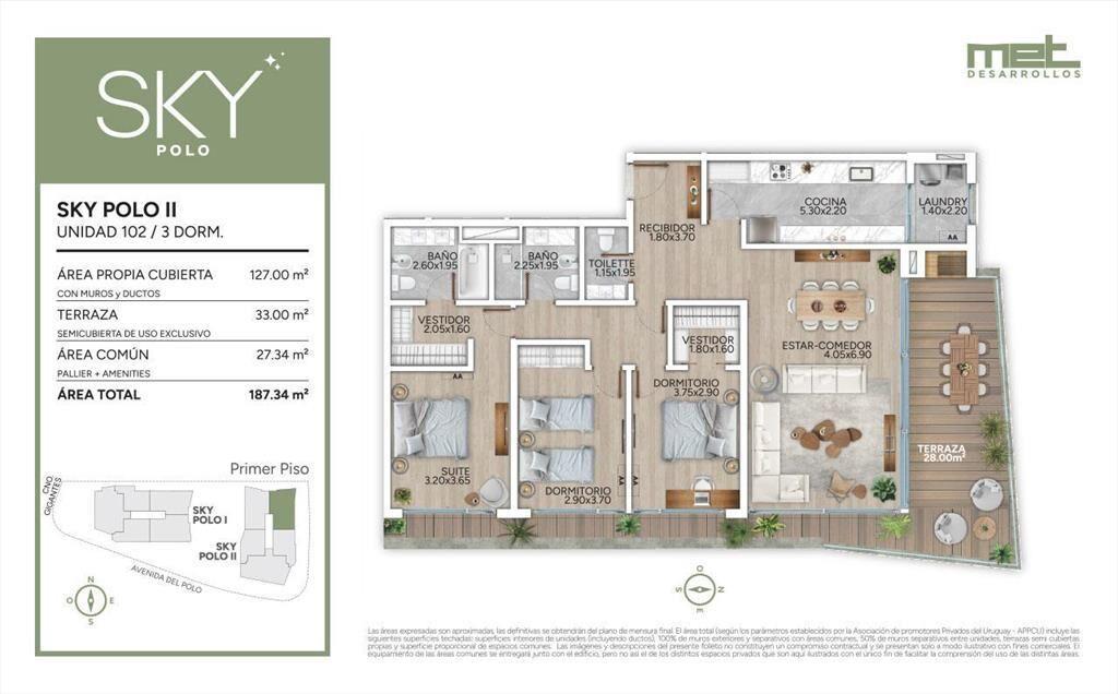 Venta Apartamento 3 Dormitorios en Carrasco