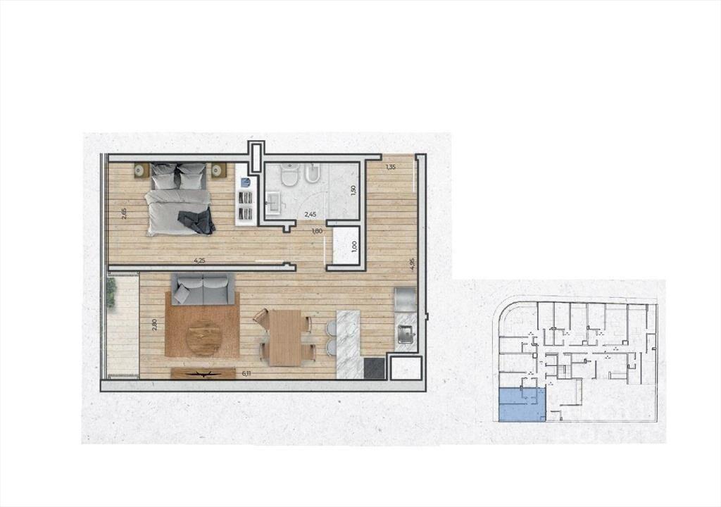 Apartamento penthouse de un dormitorio en venta en Pocitos