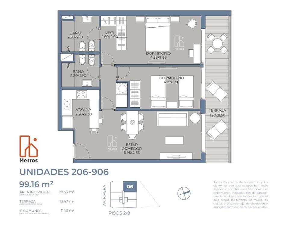 Venta Apartamento Pocitos 2 dormitorios - Gran Terraza Norte