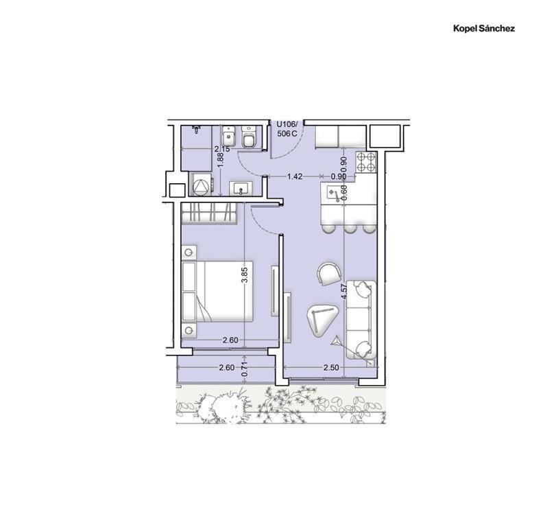 Apartamento al frente 1 dormitorio - Proyecto Nórdico