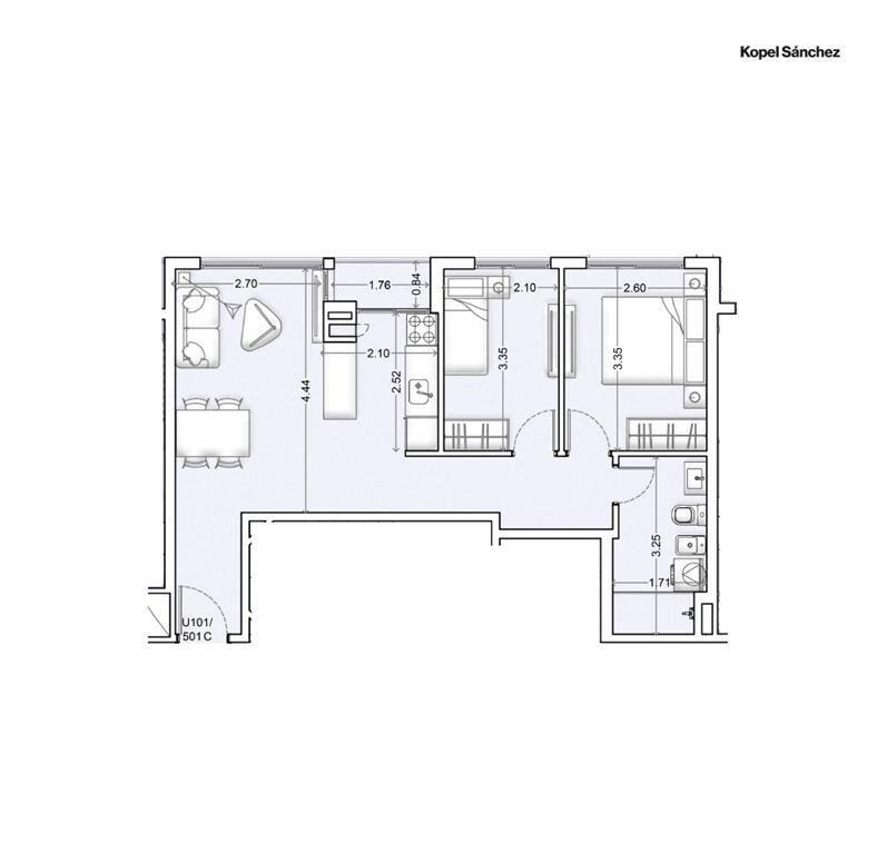 Apartamento 2 dormitorios - Proyecto Nórdico