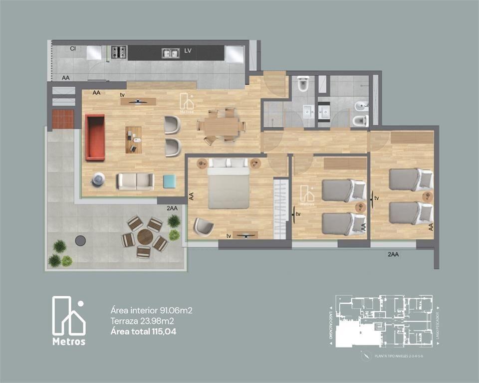 Venta Apartamento Parque Miramar 3 dormitorios - Al lago