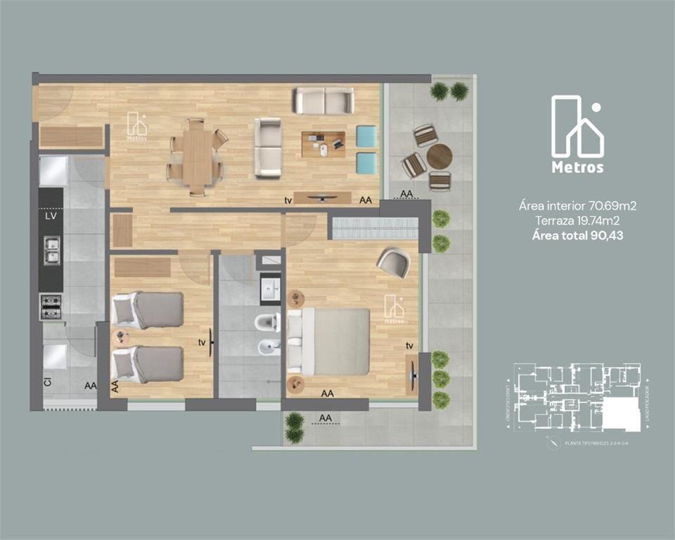 Venta Apartamento Parque Miramar 2 dormitorios - Al lago