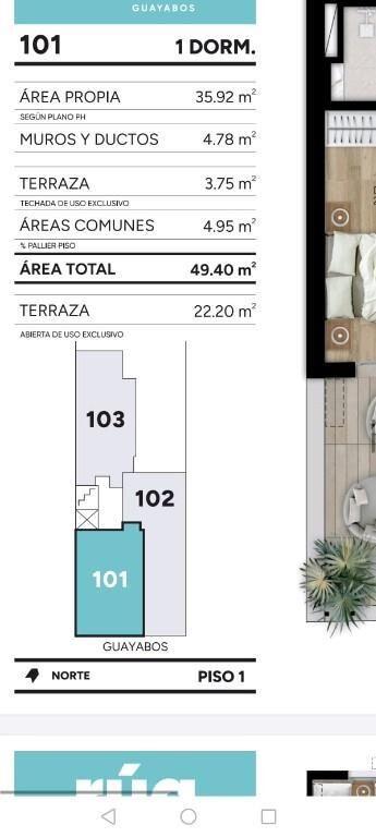 Venta Apartamento 1 Dormitorio A estrenar en Centro living