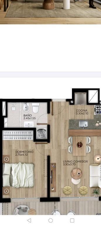 Venta Apartamento 1 Dormitorio A estrenar en Centro living