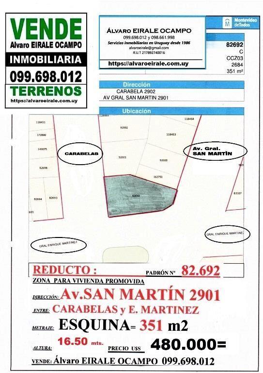 * ZONA  A N V  REDUCTO: ESQUINA  350 m2 Alt. 16.50 mts.