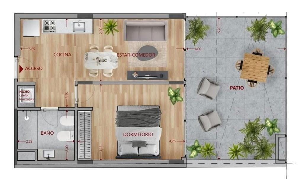 Se vende a estrenar Pocitos, Apto 1 Dorm, Calle Charrúa