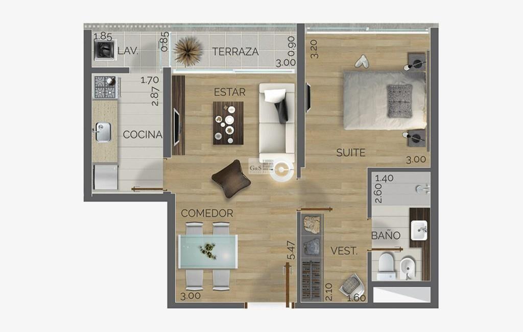 APARTAMENTO 1 DORMITORIO EN VENTA EQUIPADO CON COCHERA