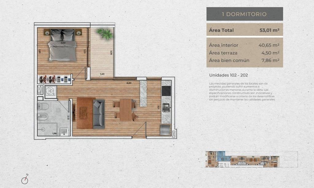 VENTA Apartamento MALVIN 1 dormitorio balcón POZO