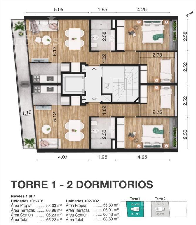 Apartamento de 2 dormitorios en venta con renta en La Blanq