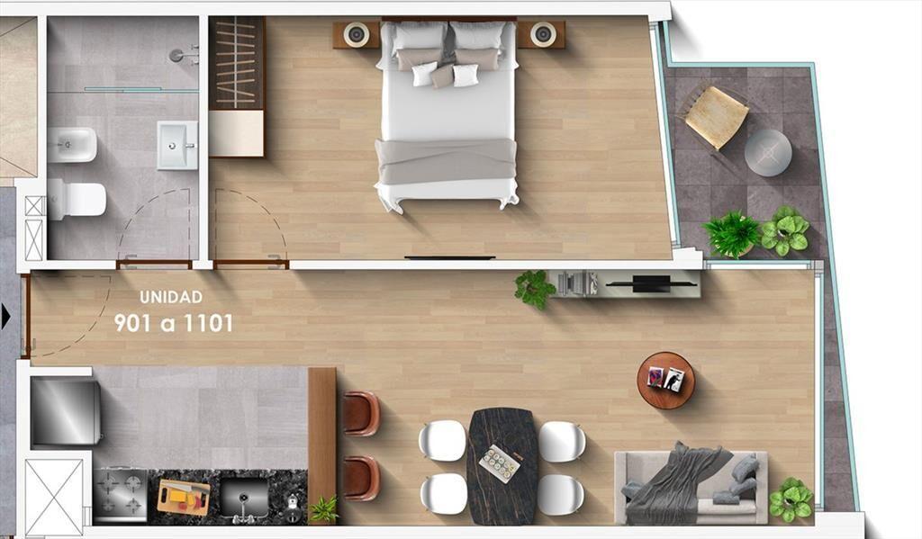 Venta Apartamento 1 dormitorio con terraza Parque Batlle Om