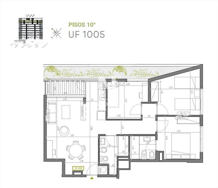 Venta Apartamento de 3 dormitorios  Con Vista en