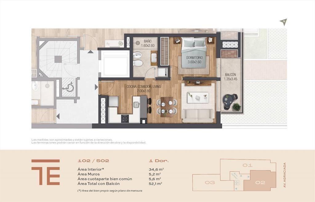 Alquiler Apartamento a estrenar con un dormitorio, terraza