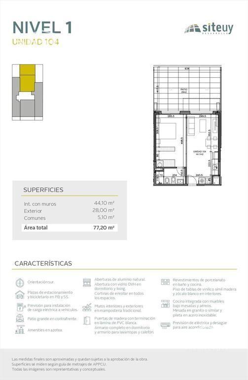 Venta apartamento 1 Dormitorio en Cordón