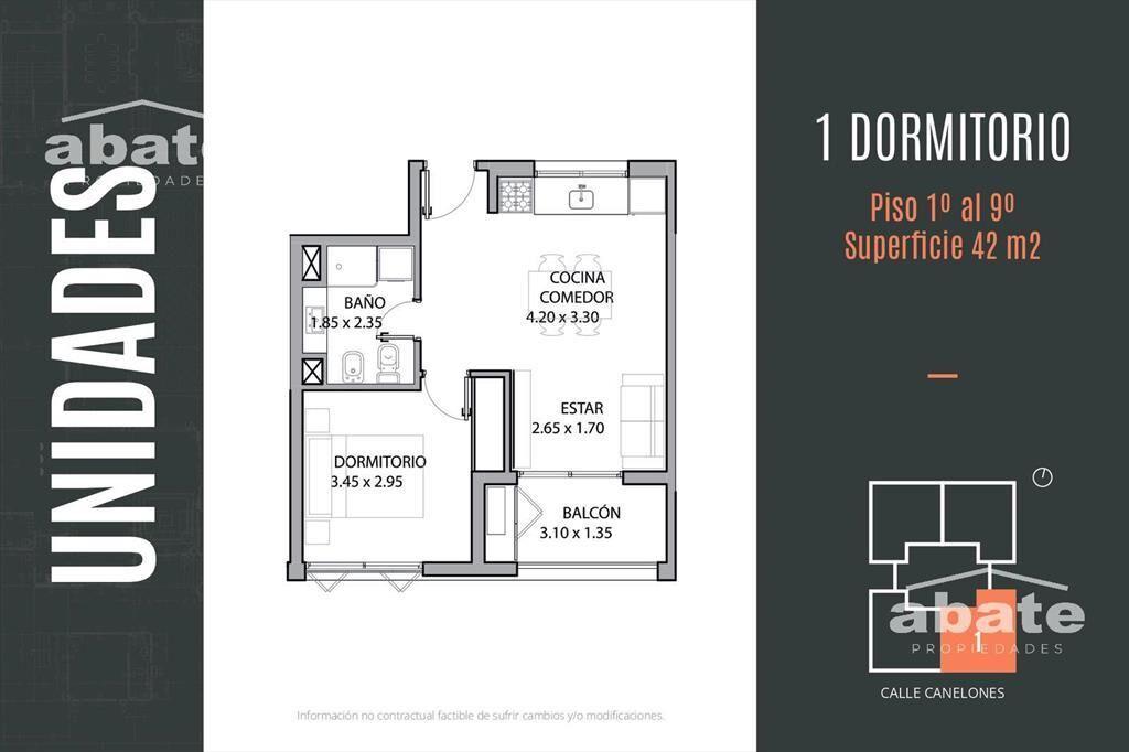 Venta de apartamento 1 Dormitorio en Cordón
