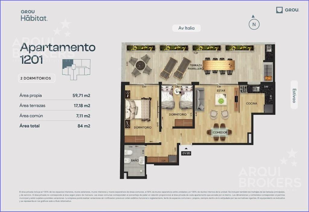 Apartamento penthouse de dos dormitorios en venta en Parque