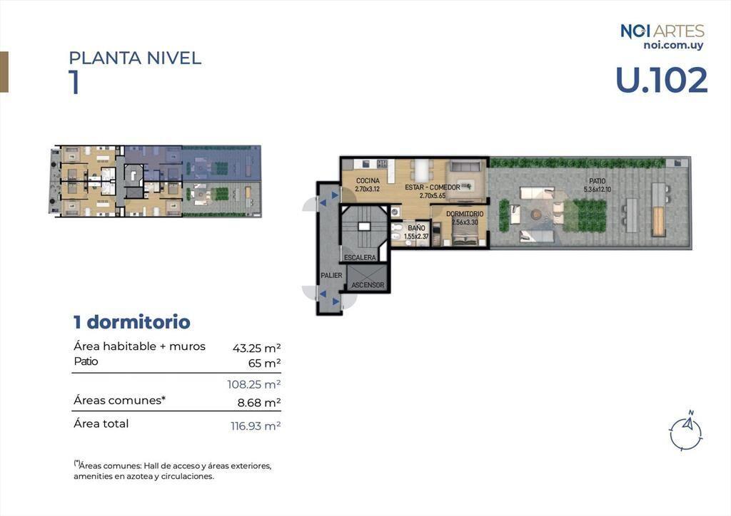 Venta Apartamento 1 Dormitorio con patio en Centro (Montevi
