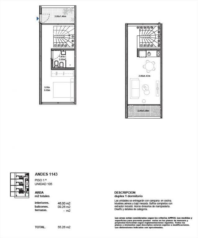 VENTA DUPLEX DE 1 DORMITORIO OBRA EN BARRIO SUR