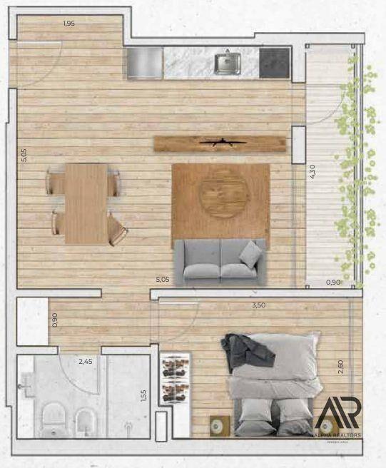 Apartamento en venta de 1 dormitorio en Pocitos Nuevo