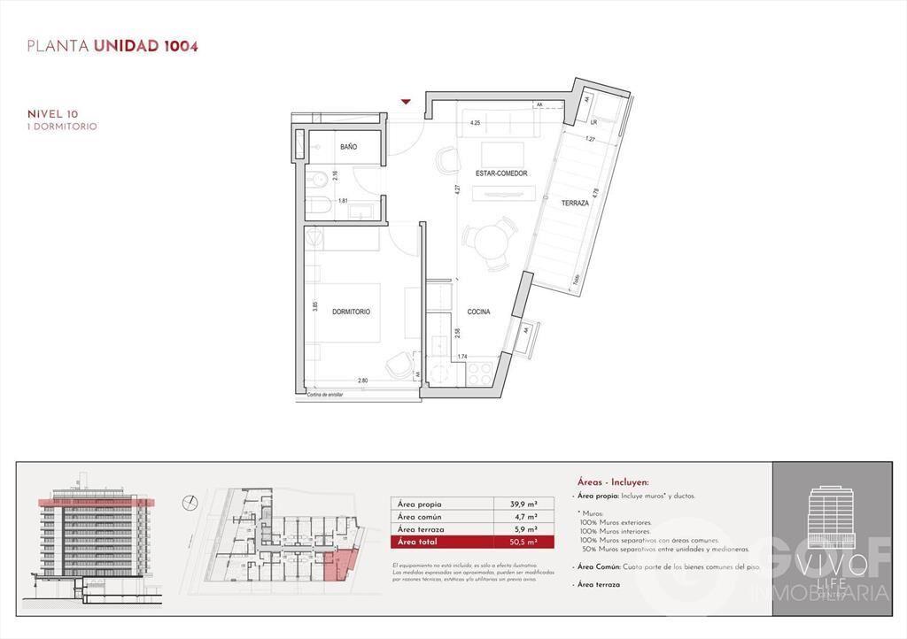 Venta de apartamento de un dormitorio  con terraza- Centro