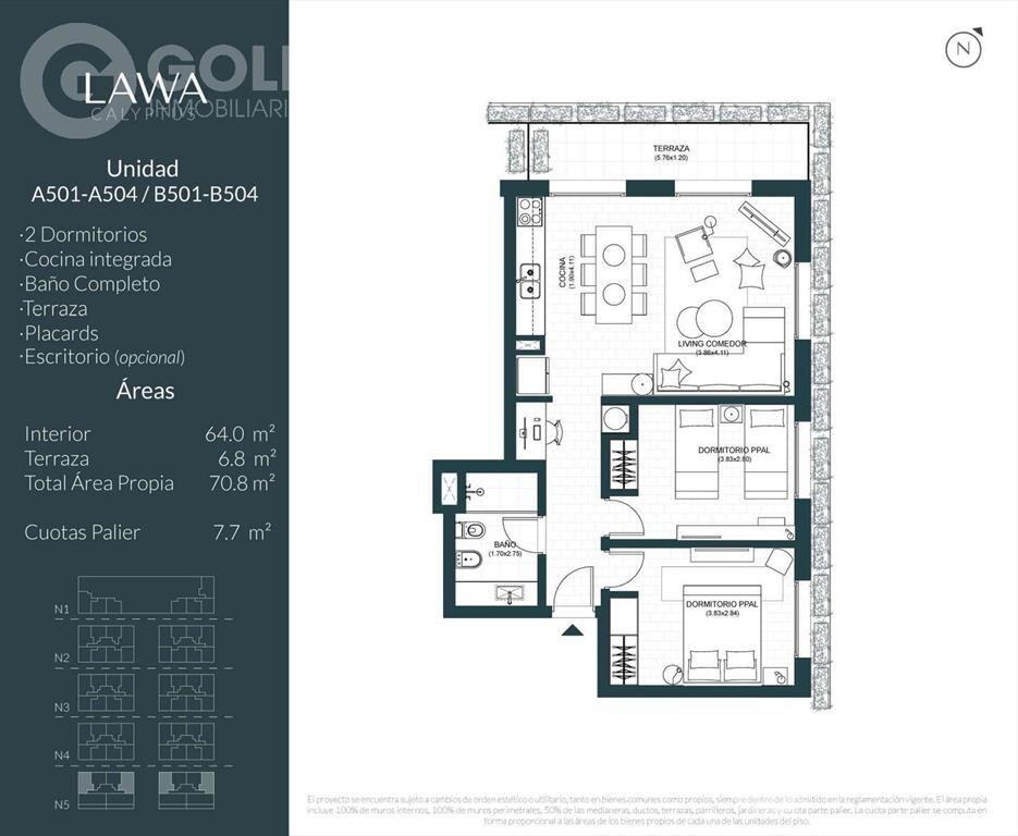 Venta de apartamento 2 dormitorios con terraza en Barra de