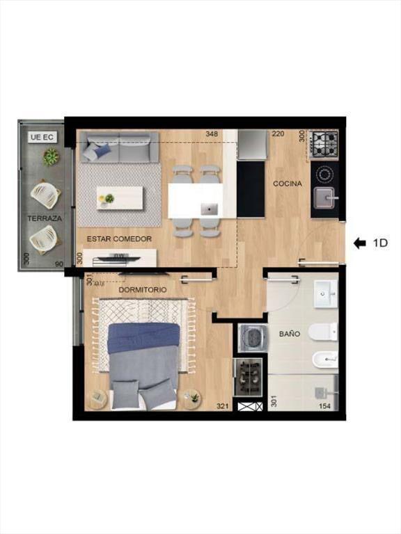 Vendo apartamento de 1 dormitorio con vista hacia la Rambla