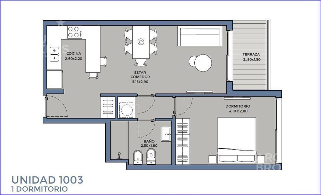 Apartamento de un dormitorio en venta en Pocitos - 1003