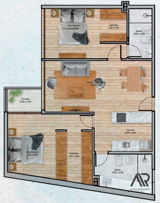 Apartamento en venta de 2 dormitorio en Pocitos Nuevo co...