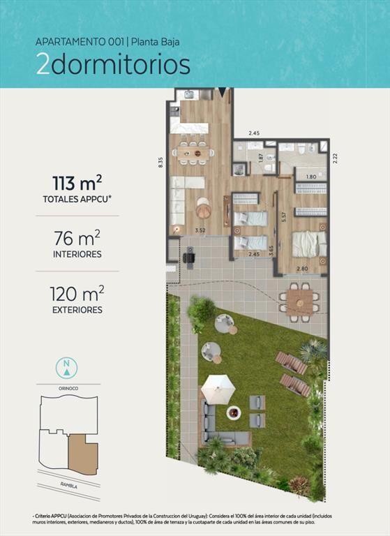 Apartamento en venta frente a rambla de Malvin