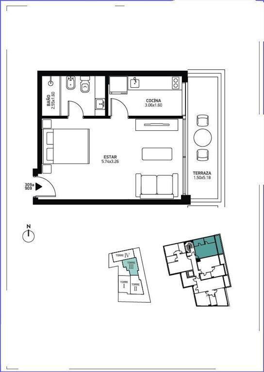 Apartamento monoambiente en venta en Malvín