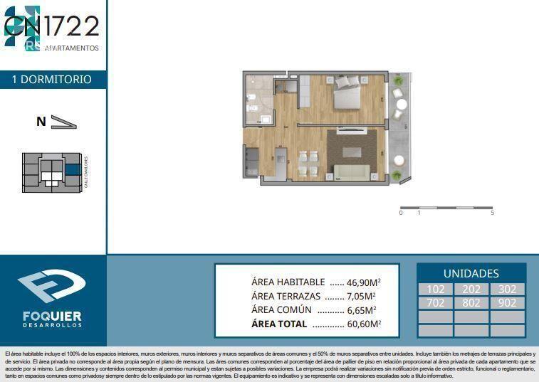 Apartamento de un dormitorio en venta en Cordón - 802
